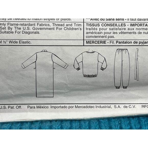 McCalls 7427 Sewing pattern Kids robe pajama top pant size 4 5 6 - Picture 6 of 6